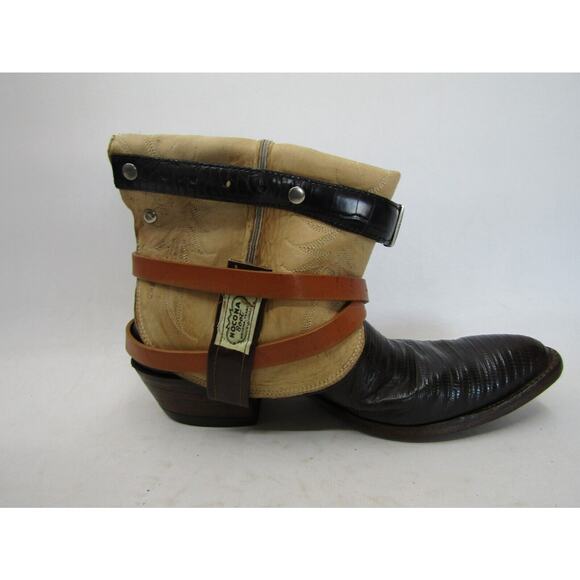 NOCONA Mens Size 8.5 D Dark Brown Leather Lizard Skin Fold Over Cowboy Boots main image 7